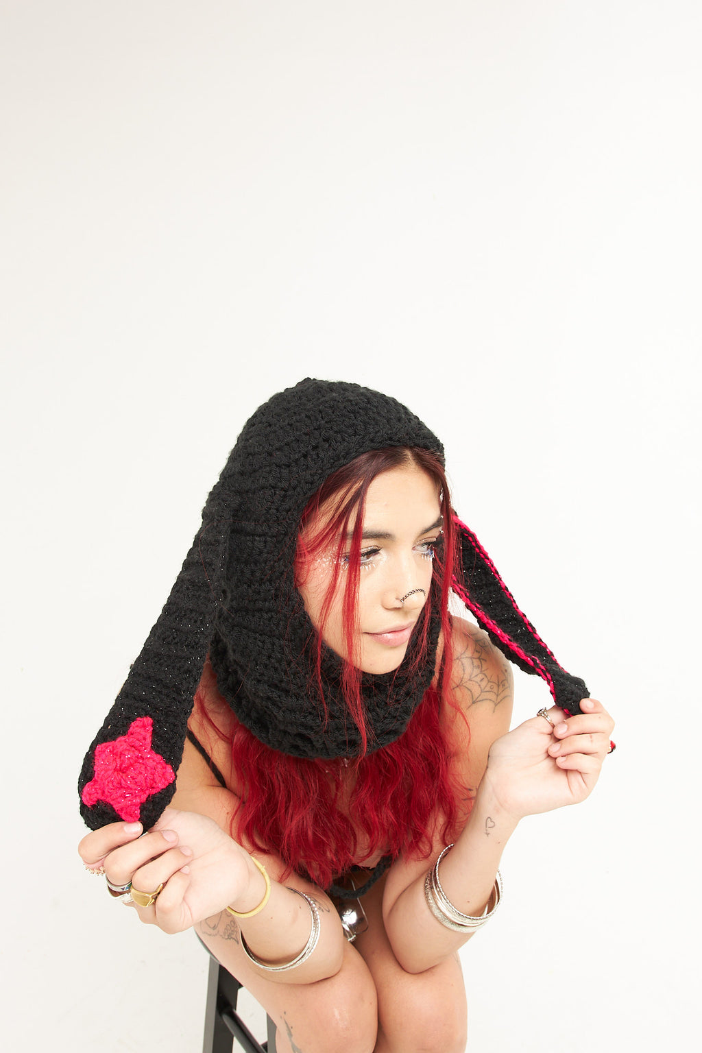 Star girl crochet balaclava with long ties