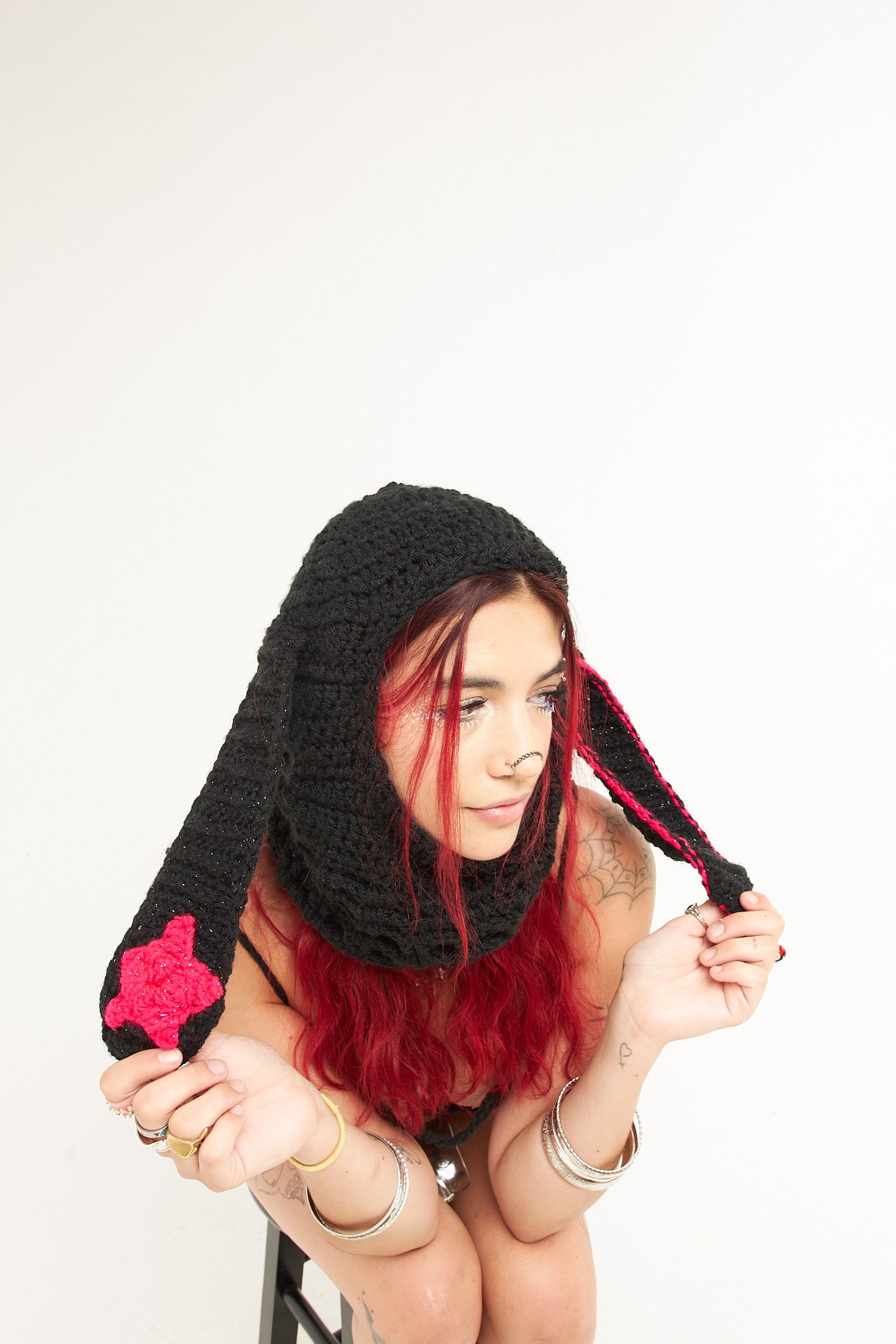 Star girl crochet balaclava with long ties